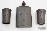 DLC Titanium Flask Set w/ Two Matching Shot Glasses