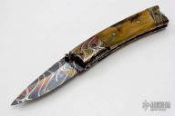 Mammoth Ivory and Damascus Linerlock