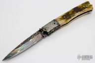 Mammoth Ivory and Damascus Linerlock