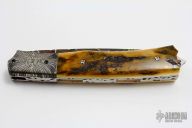 Mammoth Ivory and Damascus Linerlock