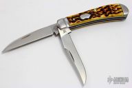 Peach Seed Jigged Antique Bone Wharncliffe Trapper (TB622013 154-CM)