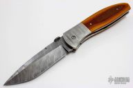 Large Model 1 - Damascus and Natural Canvas Micarta
