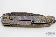 Raindrop Damascus and Flamed Titanium ANAX #025