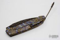 Raindrop Damascus and Flamed Titanium ANAX #025