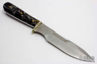 Fixed Blade with Serrated Spine and Leather Sheath