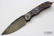 ANAX Blued Raindrop Damascus and Flamed Ti #010