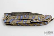 ANAX Blued Raindrop Damascus and Flamed Ti #010