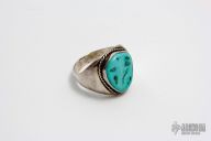1950's Men's Silver and Turquoise Ring - Size 12