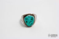 1950's Men's Silver and Turquoise Ring - Size 12