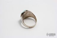 1950's Men's Silver and Turquoise Ring - Size 12