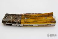 Mammoth Ivory and Damascus Linerlock