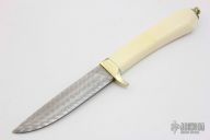 Damascus and Mammoth Ivory Fixed Blade