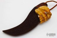 Damascus & Carved Mammoth Skull Neck Knife