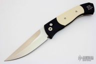 Brend Auto #3 1351 Tuxedo - Black Handle w/ Ivory Micarta / Satin Plain Edge