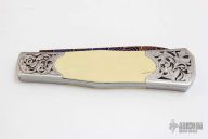 Damascus Slipjoint - Engraved and Nude Scrimshaw