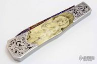 Damascus Slipjoint - Engraved and Nude Scrimshaw