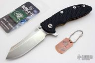 XM-18 3.5" Skinner with Anodized Ti, Steel Flame Crusader/Hinder Dog Tag and Hinder Brim - It
