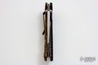 XM-18 3.5" Skinner with Anodized Ti, Steel Flame Crusader/Hinder Dog Tag and Hinder Brim - It