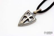 Sterling Silver Crusader Cross Pendent w/ Rubber Necklace