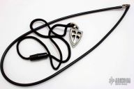 Sterling Silver Crusader Cross Pendent w/ Rubber Necklace