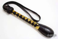 Black/White Leather Springloaded Blackjack w/ Strap