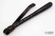 Black Leather Springloaded Blackjack w/ Strap