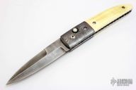 Damascus/Stag Buttonlock Automatic