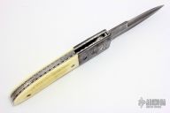 Damascus/Stag Buttonlock Automatic