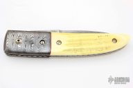 Damascus/Stag Buttonlock Automatic