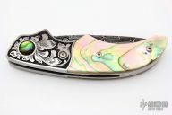 Engraved Linerlock w/ Damascus and Abalone