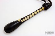 Black/White Leather Springloaded Blackjack w/ Strap