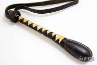 Black/White Leather Springloaded Blackjack w/ Strap