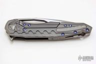 Sigil - Satin/Titanium/Blue Hardware/Damascus Plate