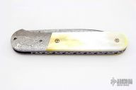 Damasteel and Gold Lip Pearl Linerlock