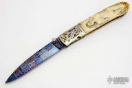 Damascus and Mammoth Linerlock - Nude Scrimshaw