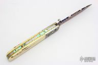 Damascus and Mammoth Linerlock - Nude Scrimshaw