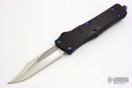 Combat Troodon - Bowie Hand Ground High Polish - 30k Layered Carbon Fiber - Blued Ti Hardware