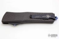 Combat Troodon - Bowie Hand Ground High Polish - 30k Layered Carbon Fiber - Blued Ti Hardware