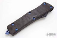 Combat Troodon - Bowie Hand Ground High Polish - 30k Layered Carbon Fiber - Blued Ti Hardware