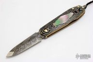 Model 30 - Damascus, Mokume & Pearl Interframe Lockback Dagger
