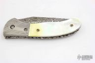 Damasteel and Gold Lip Pearl Linerlock