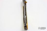 Damasteel and Gold Lip Pearl Linerlock