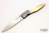 Damascus and Gold Lip Pearl Linerlock