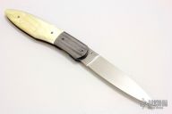 Damascus and Gold Lip Pearl Linerlock
