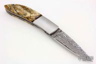 Damascus Liner Lock Pocket Knife