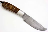 Damascus Hunter with Silver Wire Inlays