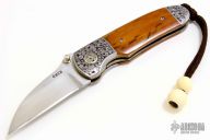 Bruce Shaw Engraved Linerlock - Mammoth Ivory