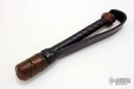 9" Black/Brown Leather Springloaded Blackjack w/ Strap
