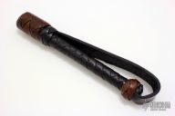 9" Black/Brown Leather Springloaded Blackjack w/ Strap