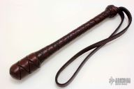 9" Black/Brown Leather Springloaded Blackjack w/ Strap